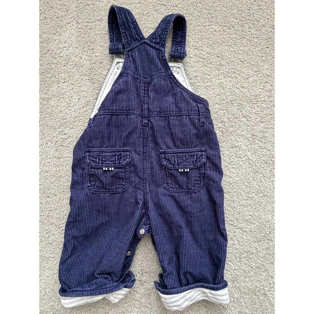 Baby Boden Kids Navy Blue Corduroy Overalls Striped Lining Dungarees 18/24 mo